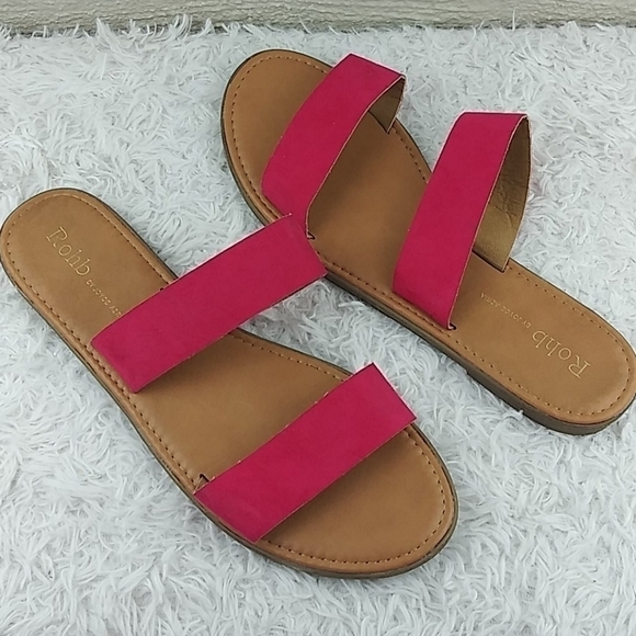 Rohb By Joyce Azria Casablanca Pink Fabric  Two Strap Open Toe Slide Sandal Shoe - Picture 12 of 12